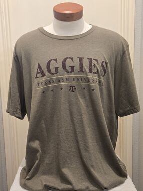 Source Unknown Olive Aggies Short Sleeve Tee with Maroon Logo, 3XL